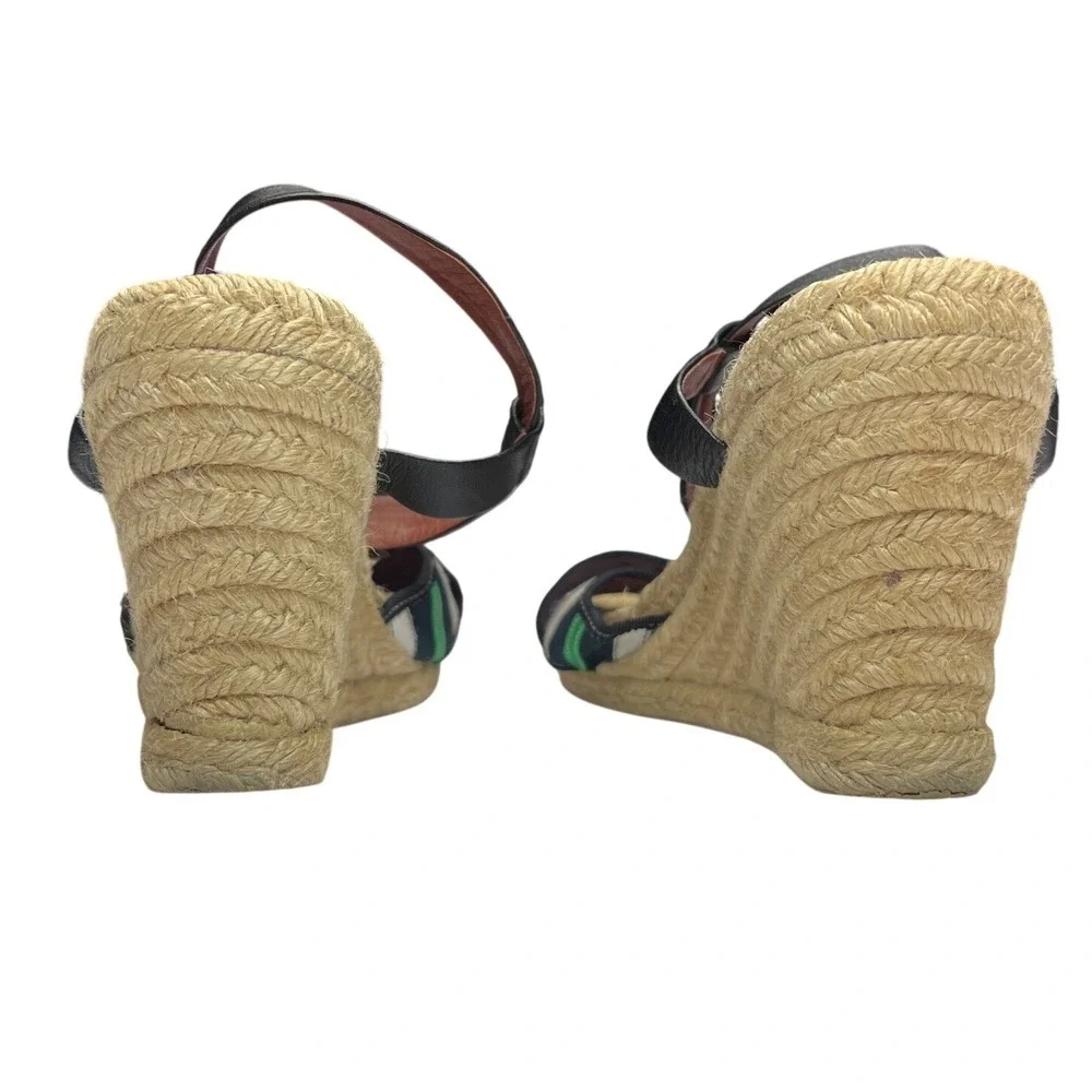 Marc by‎ Marc Jacobs Espadrille Wedge Sandals Striped Canvas 38 EUC